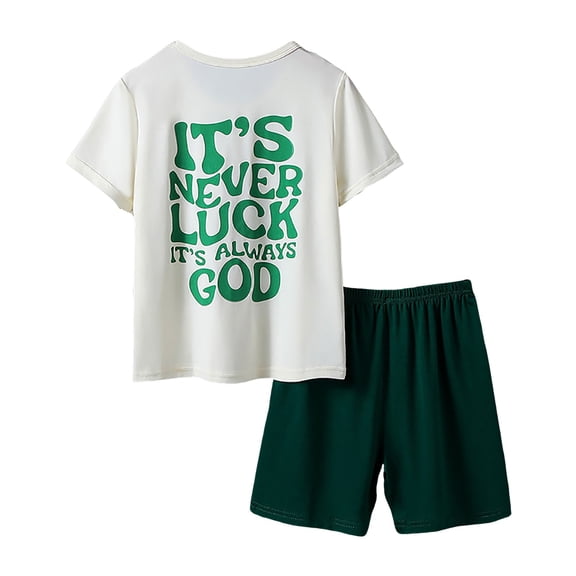 NIEWTR Toddler Boy Clothes Kids Summer Short Sleeve T-Shirt and Elastic Shorts Outfit 2 Piece Set Print 2PCS Set 3 6 12 18 Months 2T Clothes Summer Pjs kids,18-24 Months
