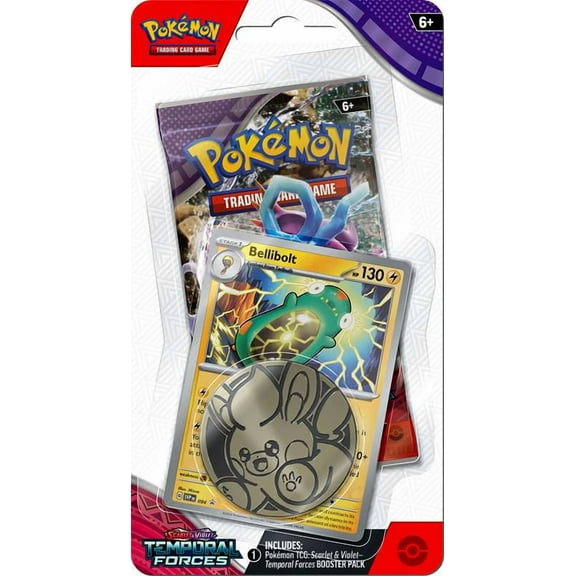 Pokemon Scarlet & Violet Temporal Forces Bellibolt Checklane BLISTER Pack (Booster Pack, Promo Card & Coin)