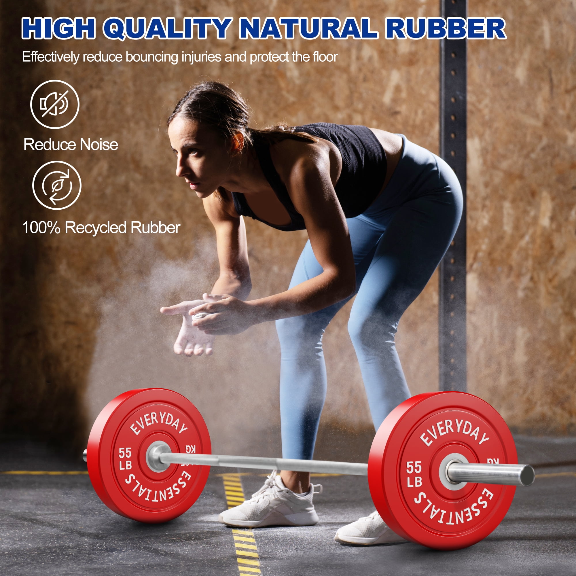 BalanceFrom Olympic Bumper Plate Weight Plate with Steel Hub, Color Coded, 55 lbs Single