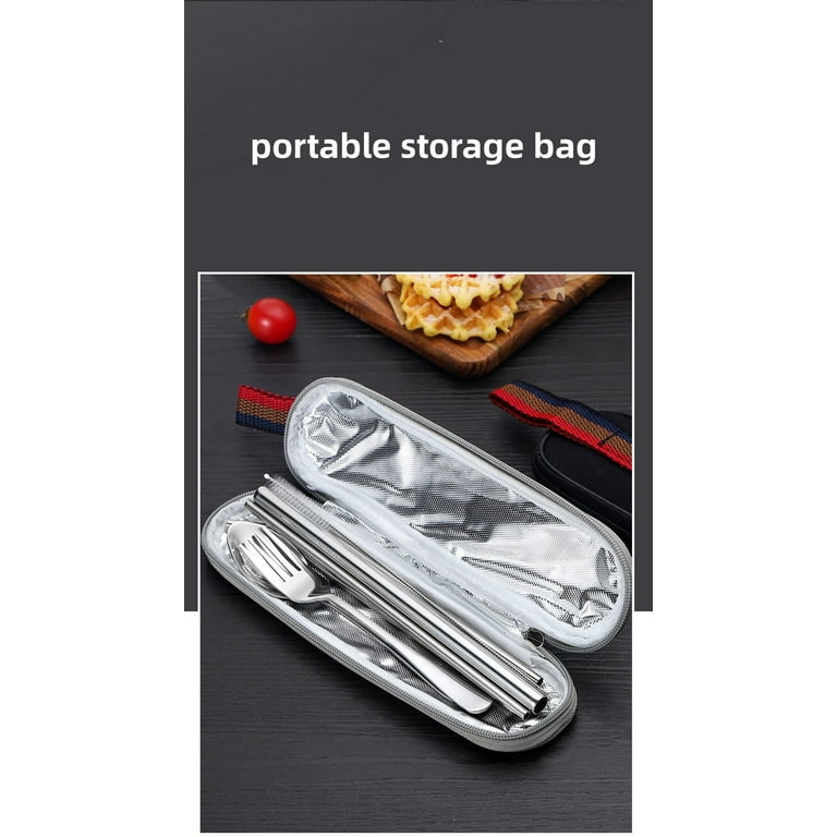 Travel Cutlery Set For Lunch Bag Black Silverware Sets With Case
