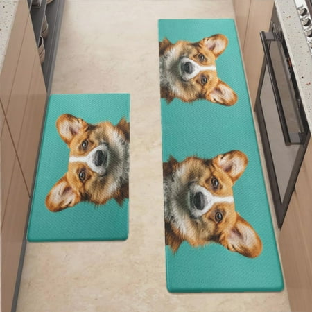 

Anti Fatigue Kitchen Mat Cute Corgi Sets of 2 Kitchen Rugs Non Slip Cushioned Standing Mat for Sink Floor Laundry Office Desk Mid 17.3 x 29 + Pro 17.3 x 59