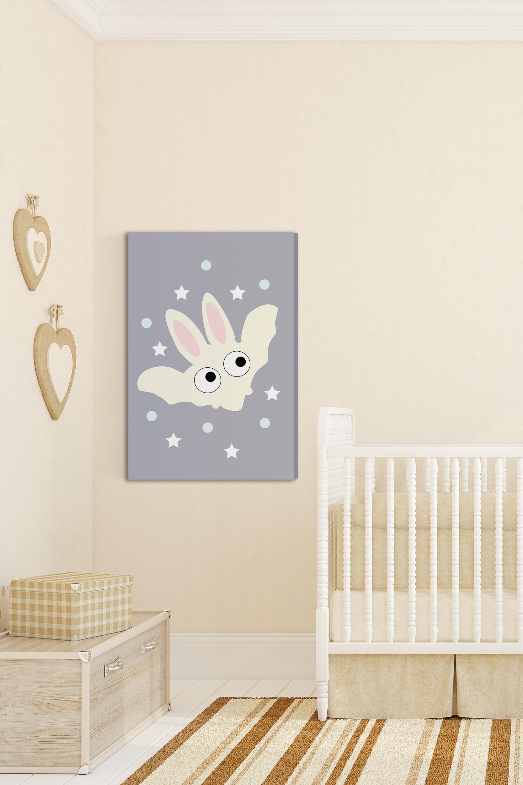"Yellow Bunny Bat" Painting Print on Wrapped Canvas