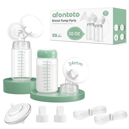 Breast Pump Accessories Compatible with Spectra S1 S2 S9 Plus Replacement Pump Parts, 2 Sets with 24mm Flanges Spectra, 10oz Bottles, Duckbill Valves, Tubing, Backflow Protectors, Not Original