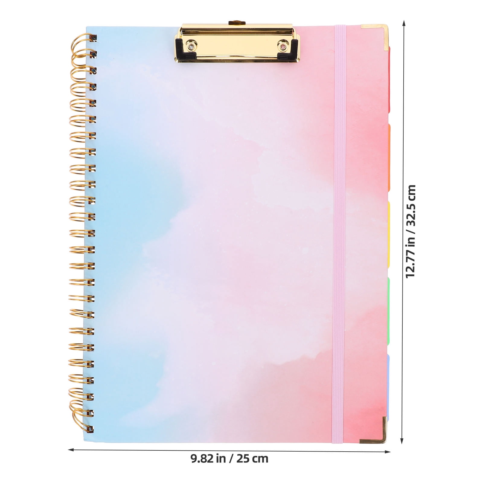 TABLZONE Back to School Clipboard Notepad Spiral Notebook Multi Color Rubber Nylon Iron Paper PVC for Studying Office Work 1Pack