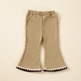 thumbnail image 2 of Glisme Girls Pants Ribbed Flared Pants With Lace Trim Soft Stretch Casual For Toddler Trend Trousers Size 3-4 Years Khaki, 2 of 3