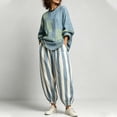 thumbnail image 5 of PNTUTB Fashion Women's Color Block Two Piece Set Crew Neck Long Sleeve Top Harem Pants Loose Casual Comfort Trendy Outfit Sets, 5 of 7