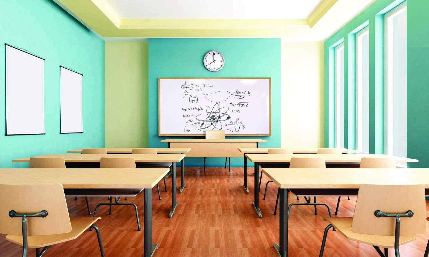 Pemberley Row Ceramic Porcelain Natural Oak Whiteboard Rectangular Magnetic 48.63" x 144.63" Assembled