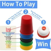 WOBOX Speed Stacking Cups Game Set - Family Interactive 30 Quick Cups with 24 Cards & 1 Bell, Educational Party Game for Kids & Adults, Color Matching Stacking Toy