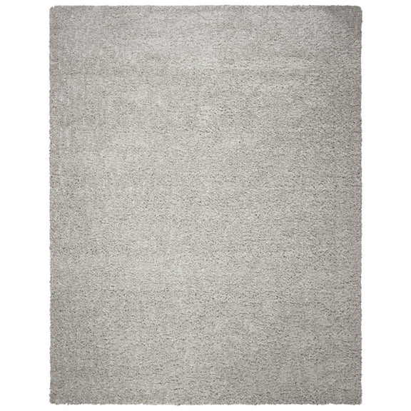 SAFAVIEH Madrid Miah Solid Polyester Shag Area Rug, Silver, 10'6" x 14'