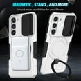 thumbnail image 3 of Phone Case for Samsung Galaxy S22 Plus with Sliding Camera Cover, Hand Grip Anti Slip Design Kickstand Ring Holder Hybrid Magnetic Wireless Charging Phone Cover for S22 Plus - White, 3 of 10