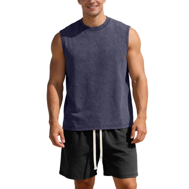 Men's Suit Set for Spring Summer Lightweight Breathable Vest and Relaxed Shorts Ensemble for Casual Daily Wear