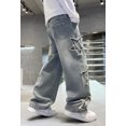 thumbnail image 4 of JAKANYQ Boys' Baggy Jeans Straight Leg Jeans With Pockets Elastic Waist Distressed Ripped Denim Pants With Holes，, 4 of 8