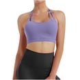 thumbnail image 2 of Feancey Sports Bras for Women Strappy Wireless Brassiere Summer Casual Gym Workout Bra Seamless Running Yoga Bras Purple M, 2 of 9