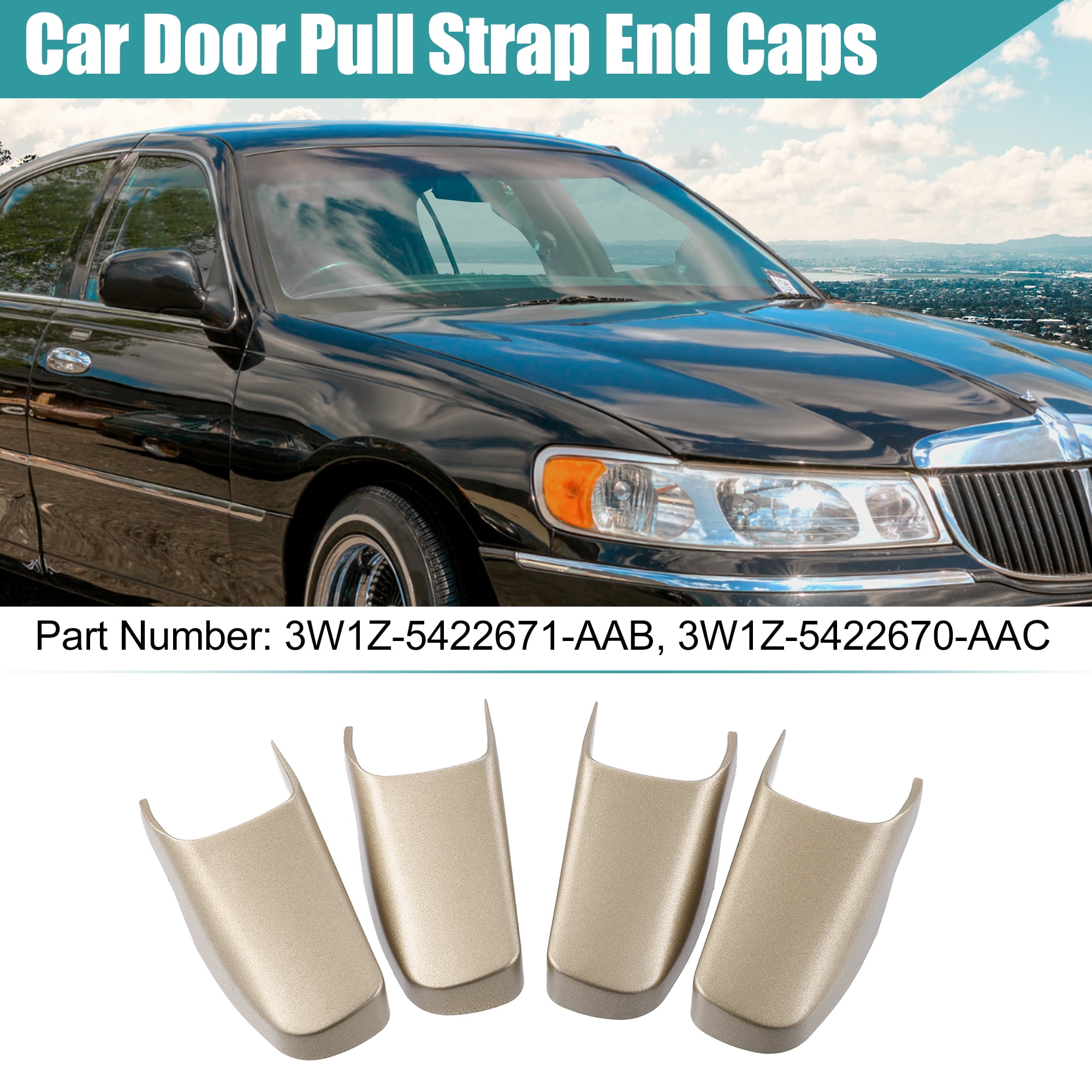 Unique Bargains 4 Pcs Car Door Pull Strap End Caps for Lincoln Town Car 2003-2011