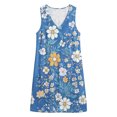 thumbnail image 4 of Levmjia Women's Summer Sleeveless V Neck Floral Print Mini Dress Casual Pocket Loose Fit A Line Swing Dress Beach Vacation Daily Wear, 4 of 7