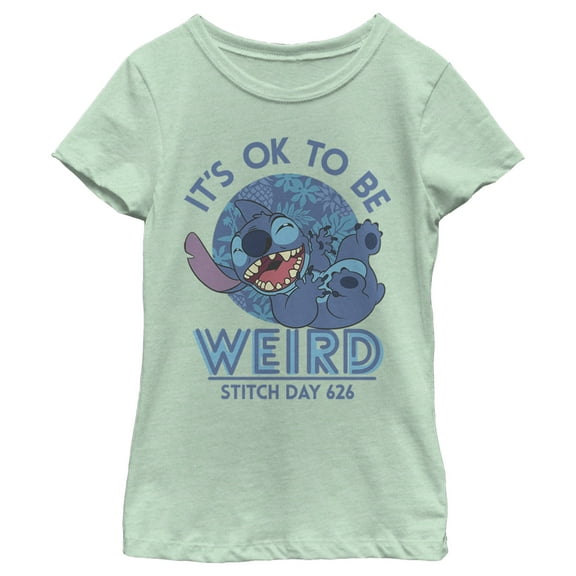 Girl's Lilo & Stitch It's Ok to Be Weird Stitch Day 626  Graphic Tee Mint X Small