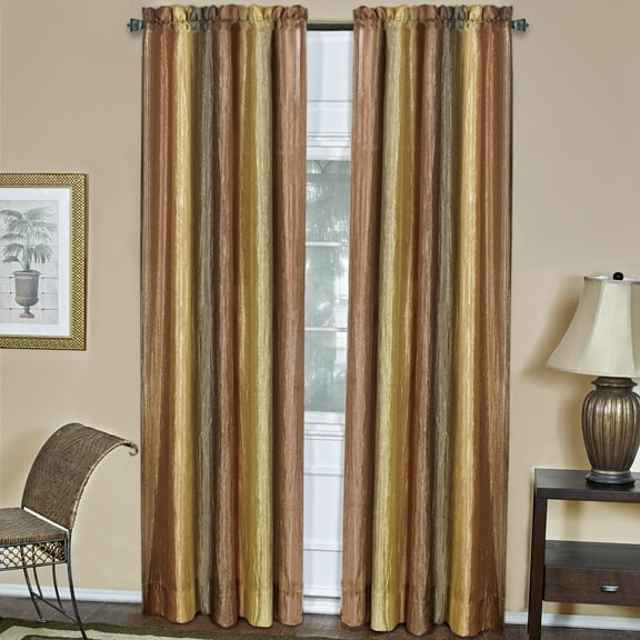 Royal Ombre Crushed Semi Sheer 63 in. Long Curtain Panel Pair - Autumn Spice