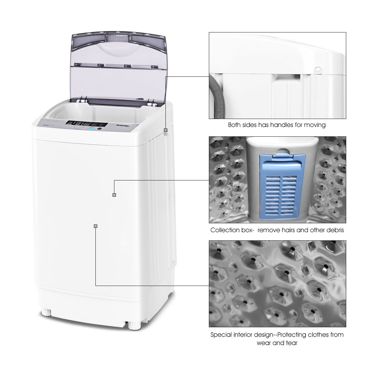Giantex Portable Washing Machine Spin Compact Washer 1.6 Cu.ft Drain Pump
