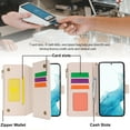 thumbnail image 3 of for Samsung Galaxy S22 Crossbody Wallet Case, RFID Blocking Case Wallet with Card Slots, Fashion PU Leather Magnetic Clasp Zipper Wrist Strap Phone Cover for Samsung Galaxy S22, White, 3 of 11