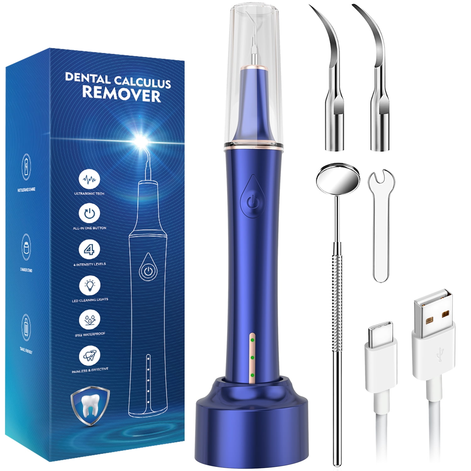 Ultrasonic Tooth Cleaner Plaque Remover Teeth Electric Scaler IPX6