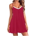 thumbnail image 2 of Women’s Casual V-Neck Sleeveless Lace Dress, Solid Homewear, 2 of 7
