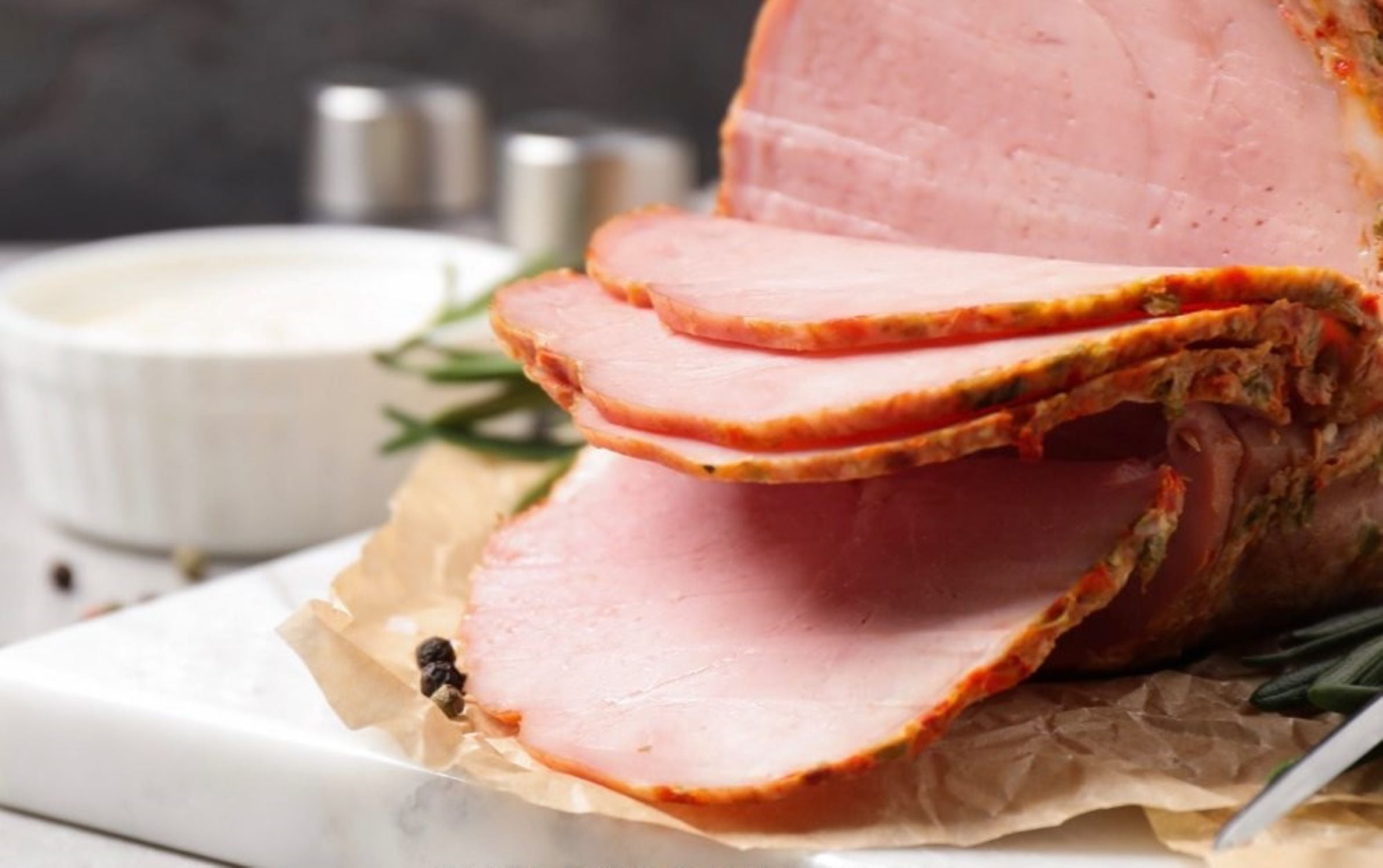 Ol' Farmers Cherrywood Smoked Ham, Fully Cooked, Gluten Free Lunch Meat, Deli Sliced, Plastic Bag, 10g Protein per 2 oz Serving