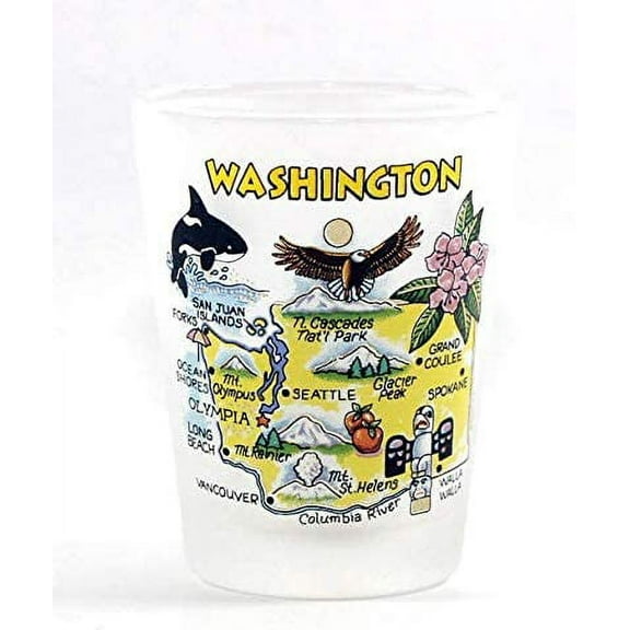 Washington Map Frosted Shot Glass