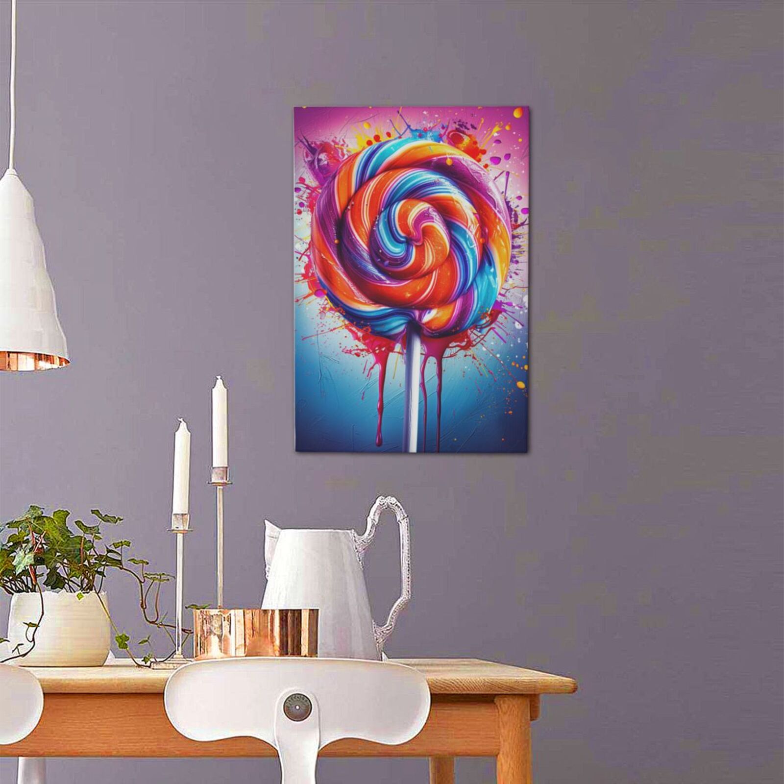 16x24 inch Frameless Canvas Picture Red Lollipop Poster,Kid Room,Candy Shop,Lounge,Yard Wall Decor Painting Prints,Classic Lollipop Oil Painting&nbsp;Wall Art,Gift For Lollipop Lovers Charm Gifts