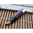 thumbnail image 5 of Black Laguiole Folding Damascus steel knife. hand forged custom twist pattern 4.1" Blade. Natural Bull horn & brass bolster scale. Cow hide leather sheath Included, 5 of 5