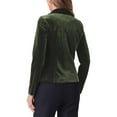 thumbnail image 3 of Blazer de terciopelo de manga larga con solapa de pico para mujer INSPIRE CHIC en verde militar, 3 of 6