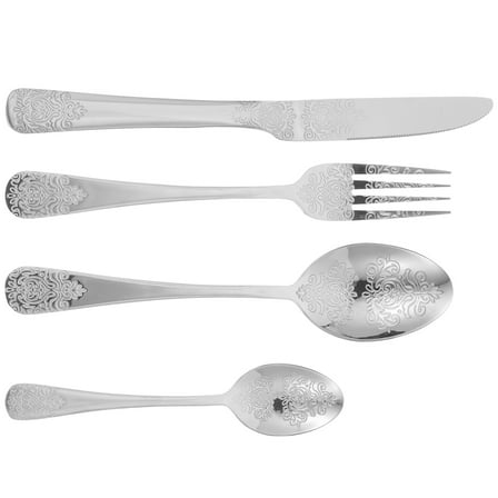 Masteelf Stainless Steel Silverware Set for Baby Use with Comfortable Grip and Modern Design 1 Set Silver