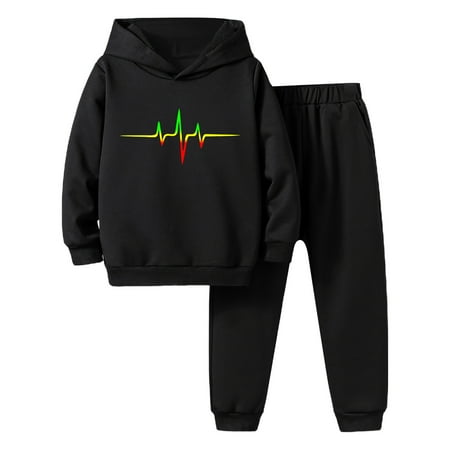 

KTMKH Baby Girl Boy Fall Winter Clothes Long Sleeve Letter Print Shirt Tops And Pants 2PCS Child Kids Set& Fall Winter Toddler Christmas Outfits For 7-8 Years