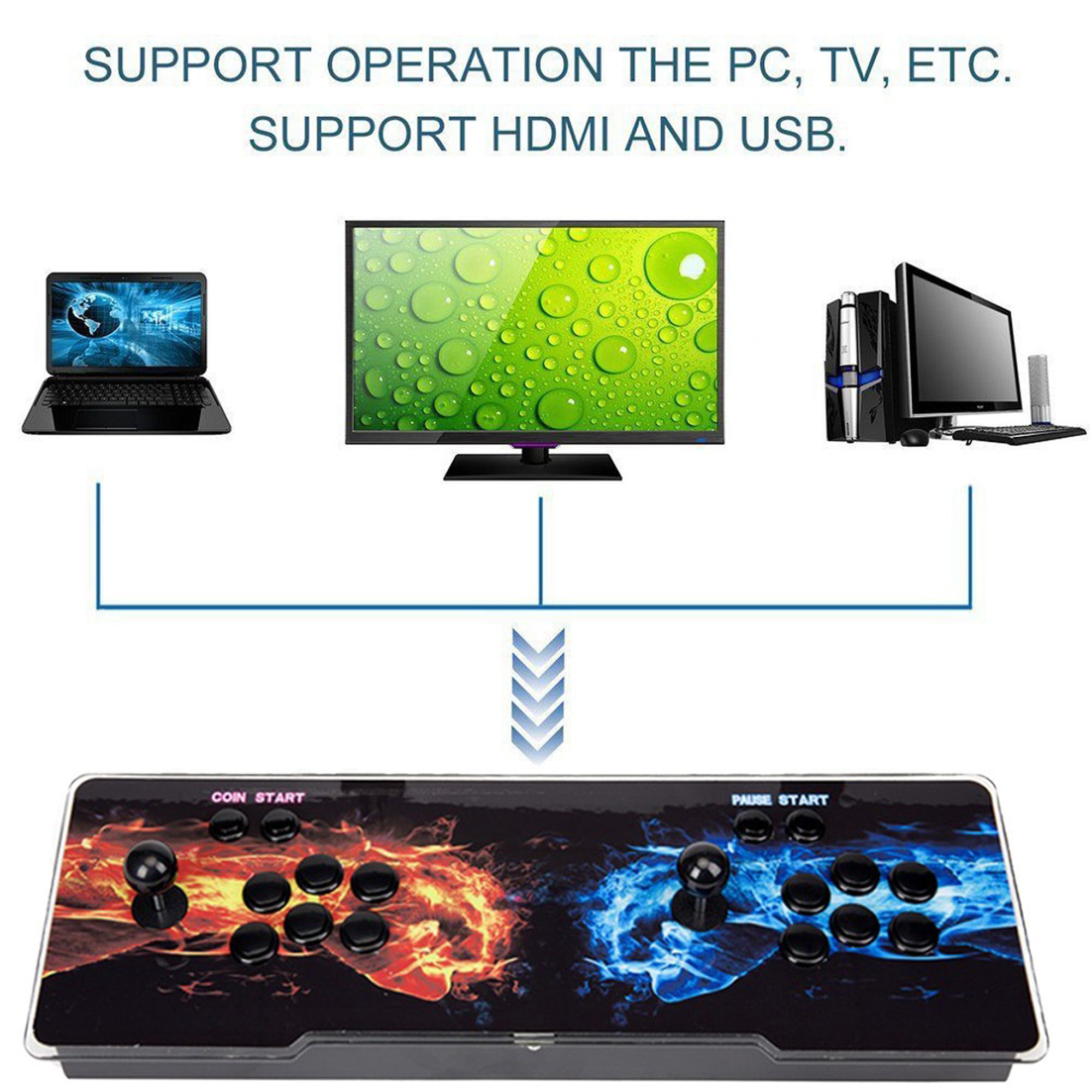 TOJASDN 10000 Games in 1 Arcade Game Console ，Pandora Box 3D Double  Stick，WiFi Function to Add More Games，Retro Game Machine for PC & Projector  