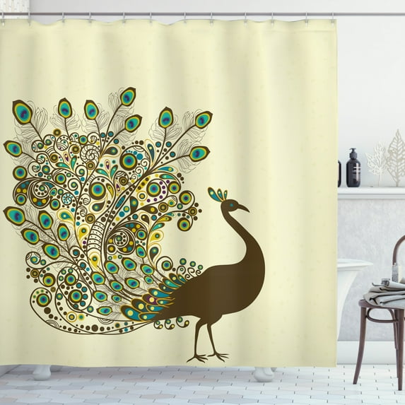 Ambesonne Peacock Shower Curtain, Peacock Bird Profile, 69"Wx70"L, Multicolor