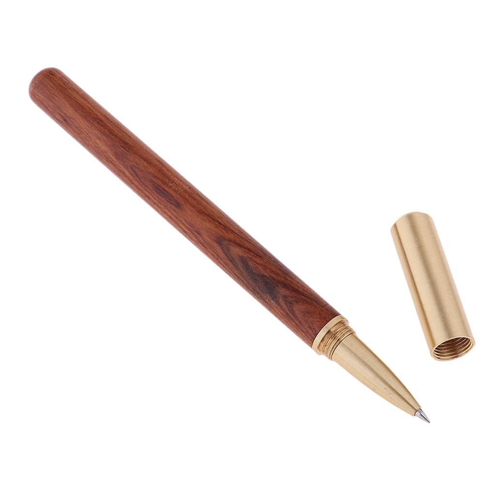 MagiDeal Vintage Ballpoint Pen Wood Brass Roller Ball Pen Write Stationery B 