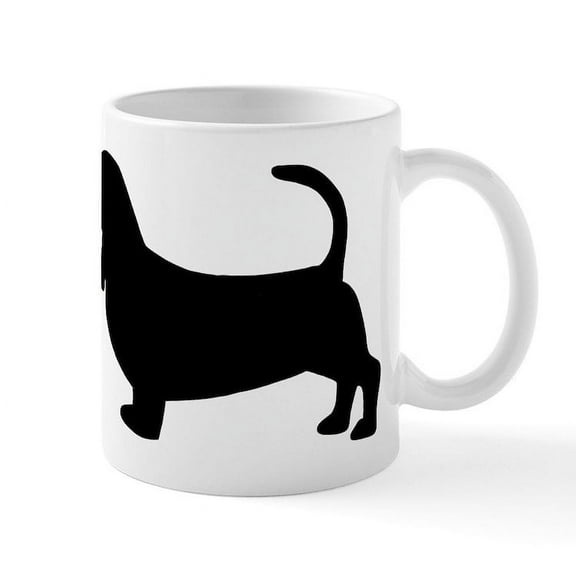 CafePress - Basset Hound Silhouette - 11 oz Ceramic Mug - Novelty Coffee Tea Cup