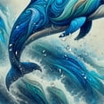 thumbnail image 5 of JRXY Dolphin Decorative Ocean Animal Jumping Blue Dolphin Shower Curtain Multiple Sizes White, 5 of 7
