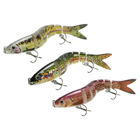 Uxcell Hard Bait Fishing Lures Multi-Jointed Swimbaits Topwater Slow Sinking Hard Fishing Lures Trout Multi-Color