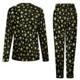 thumbnail image 5 of Black Gold Star Pajamas Bright Shiny Print 2 Pieces Leisure Pajama Sets Woman Long Sleeve Warm Oversized Nightwear, 5 of 6