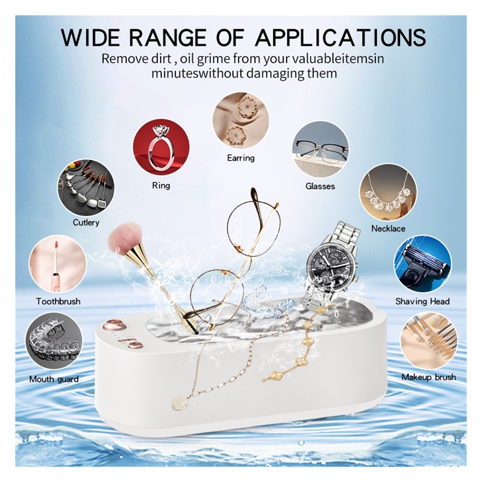 Ultrasonic Cleaner High-Frequency USB Rechargeable Strength Adjustment Timing Household Cleaning