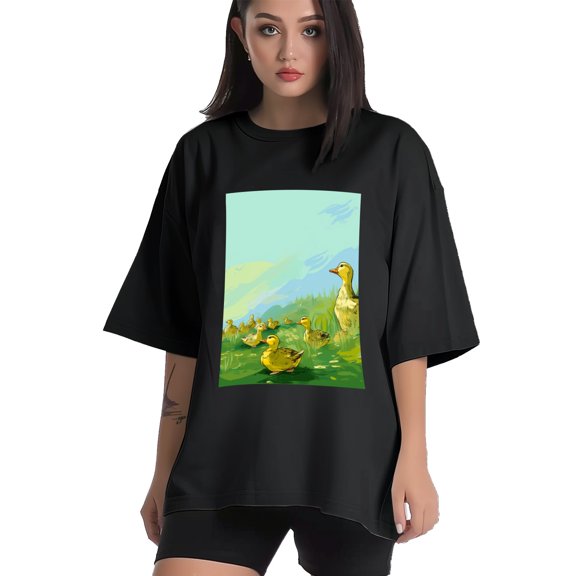 Plus Size Shirt for Women Black Tops for Women Short Sleeves Shirt for Women Duck T Shirt Crewneck Shirt for Women XS