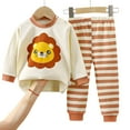 thumbnail image 4 of Caqnni Toddler Baby Boy Fall Winter Clothes Long Sleeve T-Shirt with Elastic Waist Pants Set Outfit Fall Winter Set for 0 6 12 18 24 M 1t 2t 3t 4t 5t 6t,Beige,12-18 Months, 4 of 4