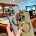 thumbnail image 6 of Magnetic Case for iPhone 14 Pro Clear Glitter Case, [Compatible with MagSafe Wireless Charging] Non-Yellowing Sparkle Shining Case for Women Girls, Rugged Shockproof Phone Case,Silver, 6 of 7