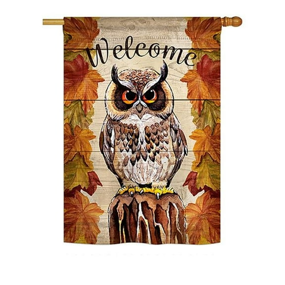Breeze Decor BD-BI-H-105052-IP-BO-DS02-US 28 x 40 in. Everyday Birds Impressions Decorative Vertical House Flag - Owl Watching Garden Friends