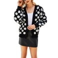 thumbnail image 1 of Diconna Open Front Knit Sweater Dot Print Long Sleeve V-neck Cardigan, 1 of 9