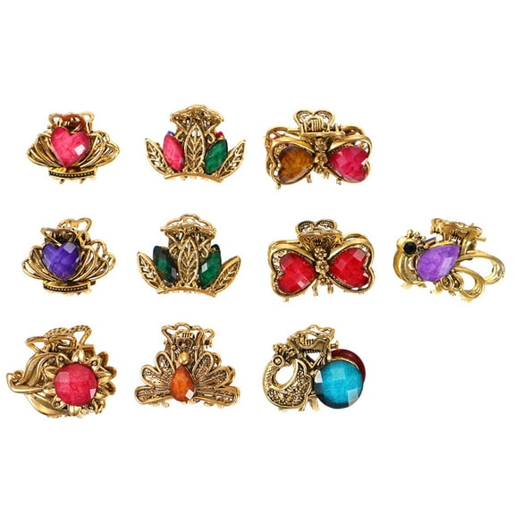 Masteelf Retro Mini Hair Clip for Women Acrylic and Alloy Material Assorted Color Sweet Fashionable Design 10pcs