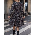 thumbnail image 2 of Women's Dresses Long Sleeve Flowy Floral Casual Midi Dresses,Navy L, 2 of 7
