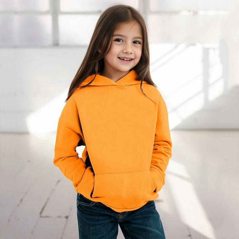 Toddler Boys Hoodies Orange Hooded Casual Long Sleeve Sweatshirts