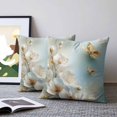 thumbnail image 2 of Pillow Covers 16x16 Set of 2, White Golden Floral Throw Pillow Covers Decorative Couch Cushion Cover, Farmhouse Butterflies Ombre Romantic Microfiber Soft Pillowcases for Bedroom Living Room Sofa, 2 of 9