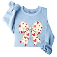 thumbnail image 2 of Fleece Womens Crewneck Sweatshirt Oversized Bow Print Pullover Tops Cute Heart Graphic Shirts Valentine's Day Long Sleeve Sweatshirts(Light Blue,XXL), 2 of 4